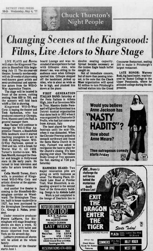 Kingswood Theatre - 1977 Article On Live Shows (newer photo)